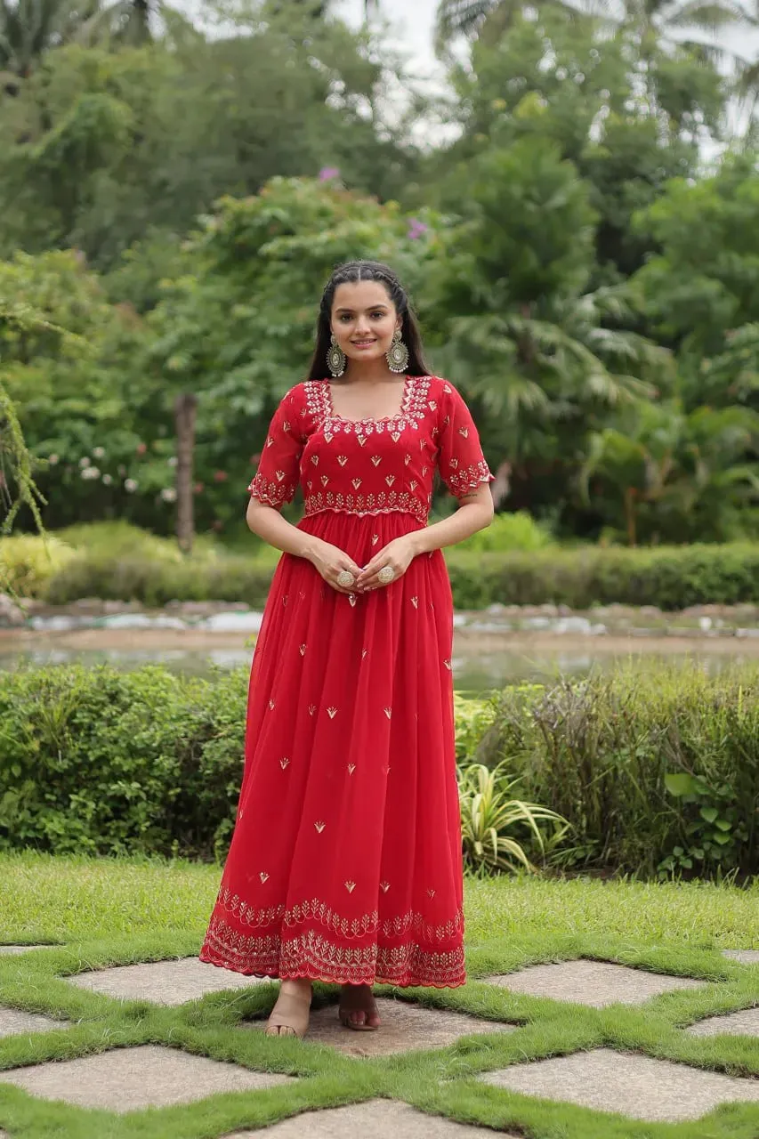 Gorgeous Zari Sequins Luxury Embroidered Faux Blooming Gown
