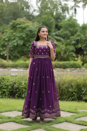 Gorgeous Zari Sequins Luxury Embroidered Faux Blooming Gown