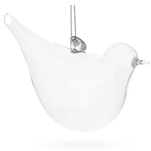 Graceful Bird - Blown Clear Glass Christmas Ornament