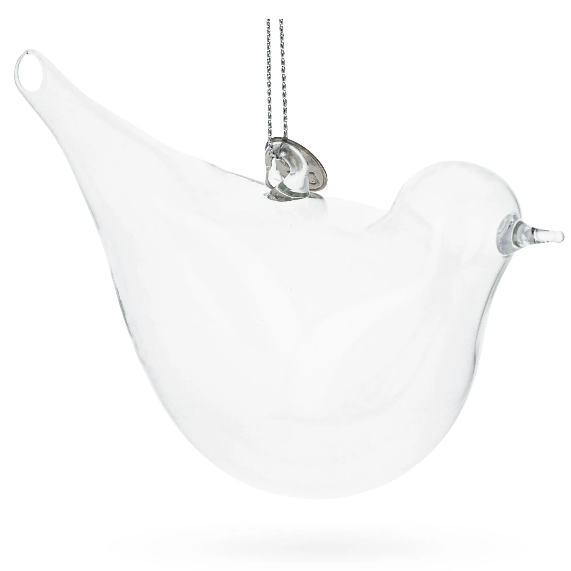 Graceful Bird - Blown Clear Glass Christmas Ornament