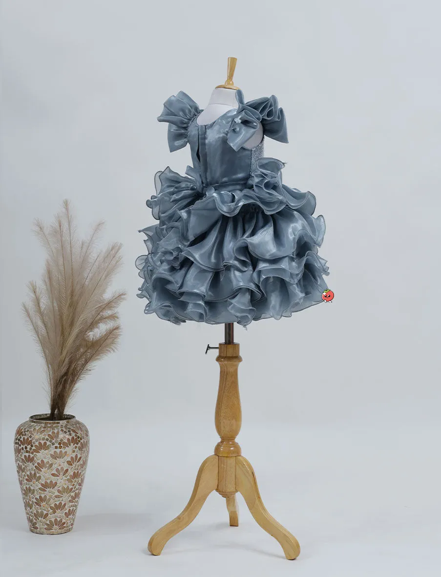 Graceful Grey Elegant Frock for Girls