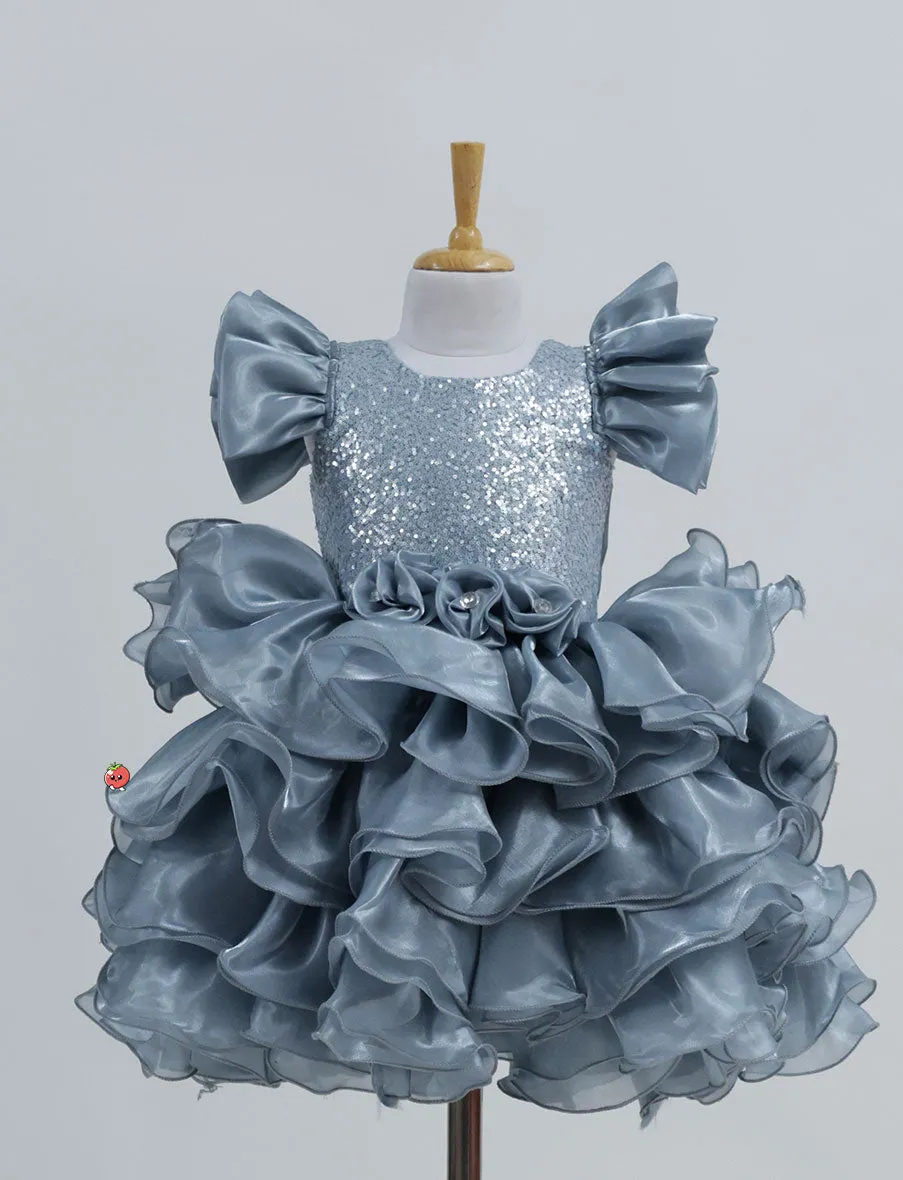 Graceful Grey Elegant Frock for Girls