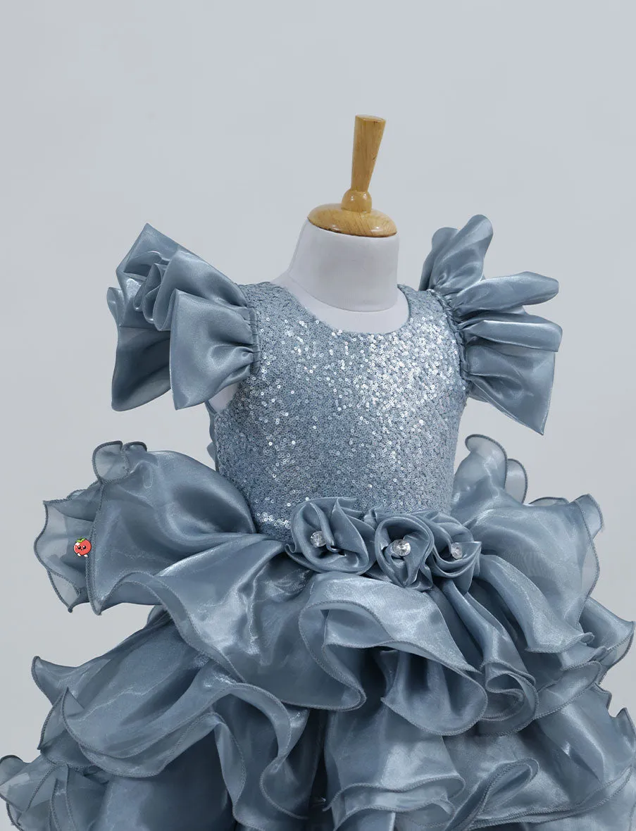 Graceful Grey Elegant Frock for Girls