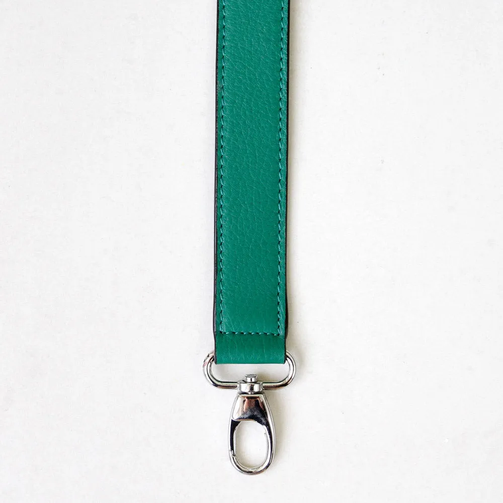 Green Leather Short Handbag Strap