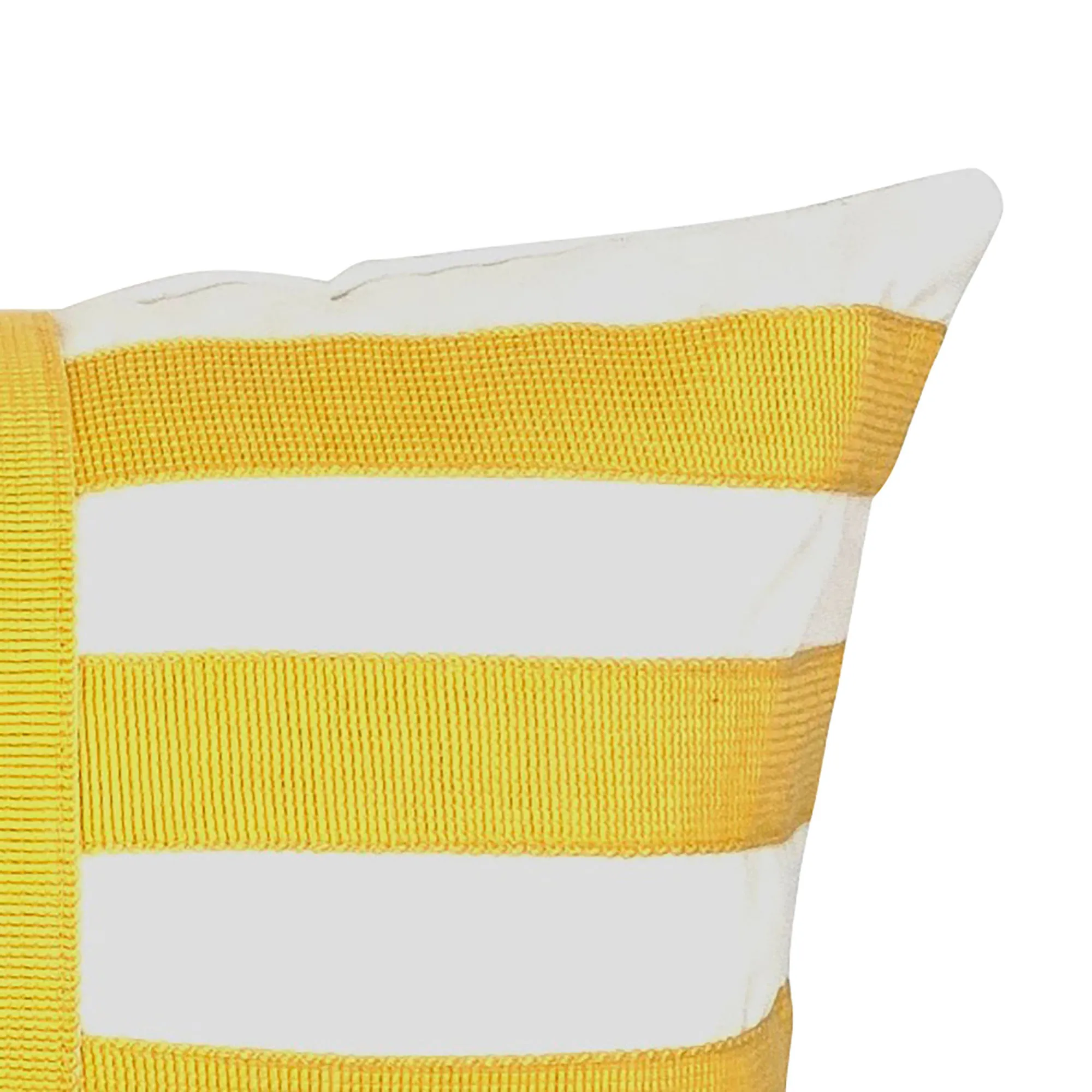 Hamptons Yellow Cuffed Outdoor Lumbar Pillow Cover 13x22