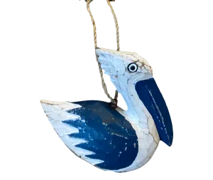 Hand-carved Pelican Christmas Ornament