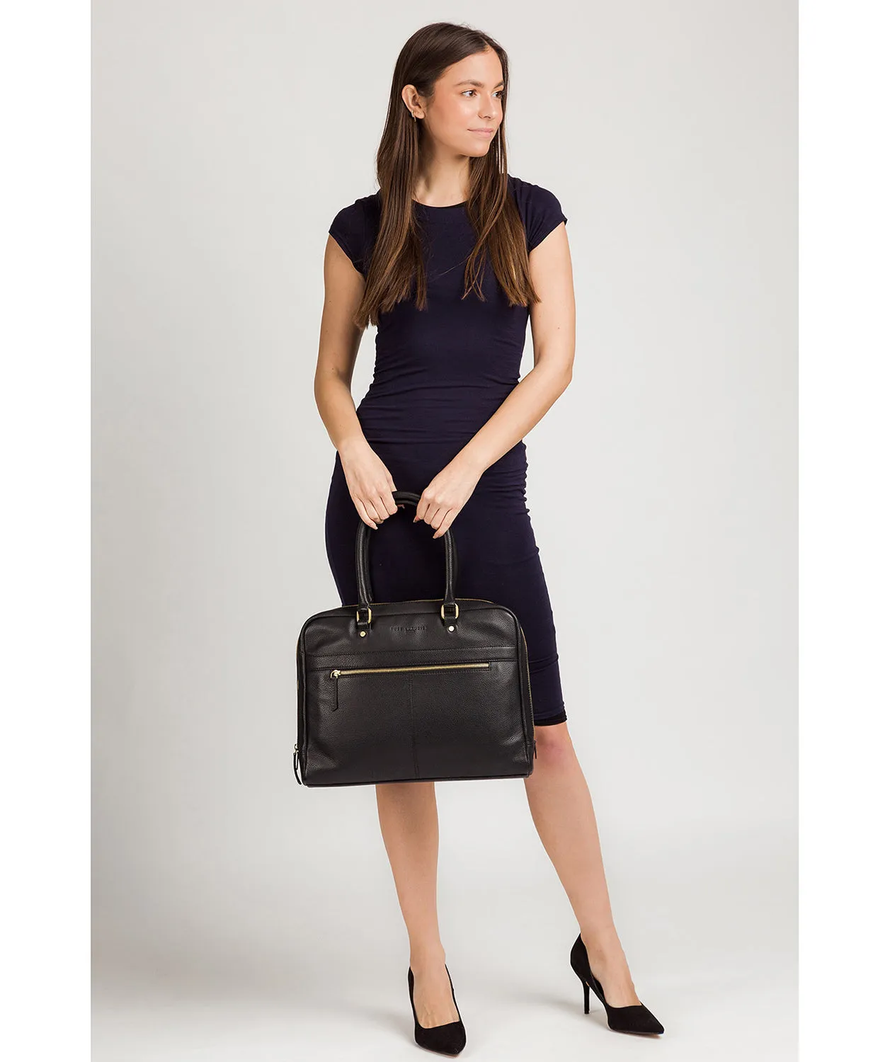 'Harmonia' Black Leather Workbag