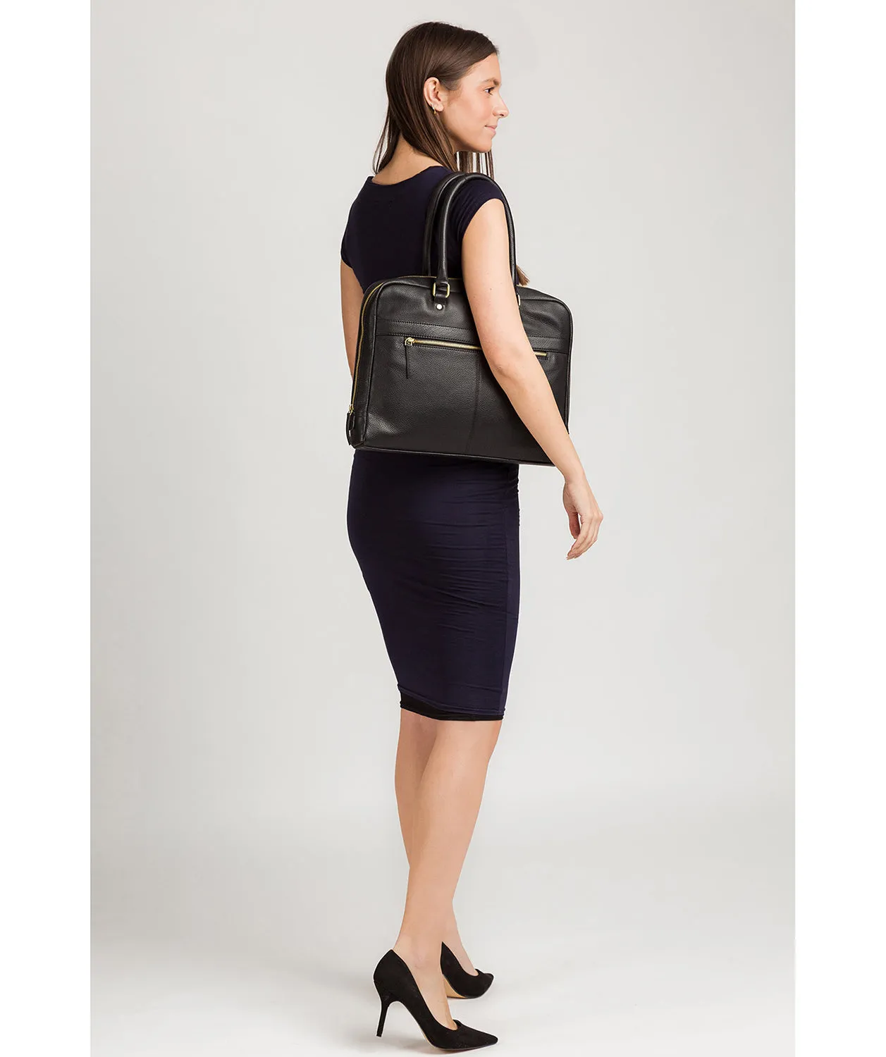 'Harmonia' Black Leather Workbag