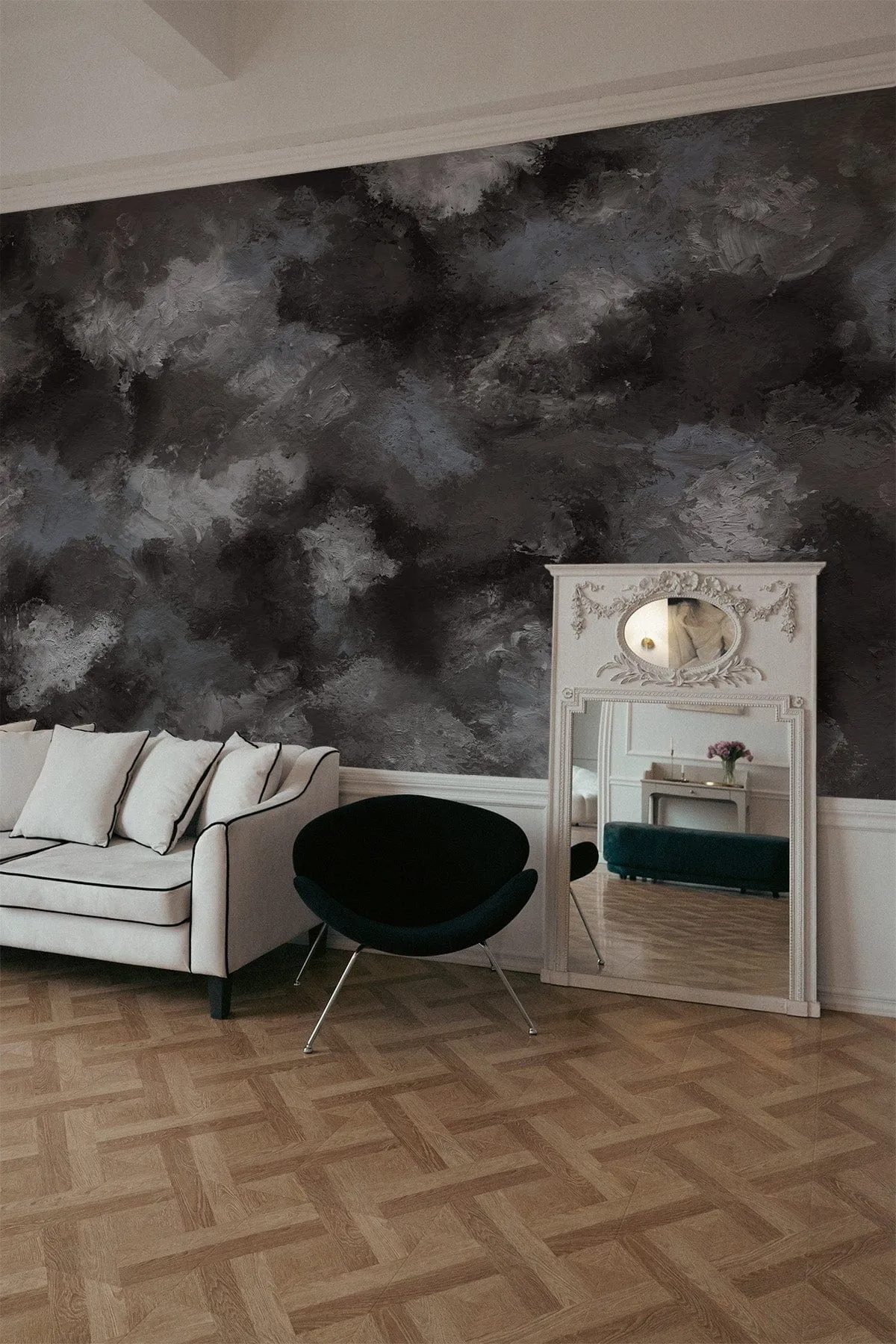 Impressionist Clouds Dark Blue