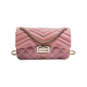 Jelly Pattern Crossbody Bag with Chain - Pink