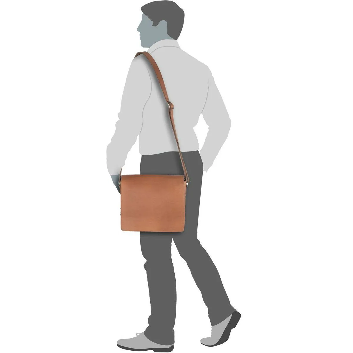 Jost Futura Leather Messenger Bag - Medium, Cognac
