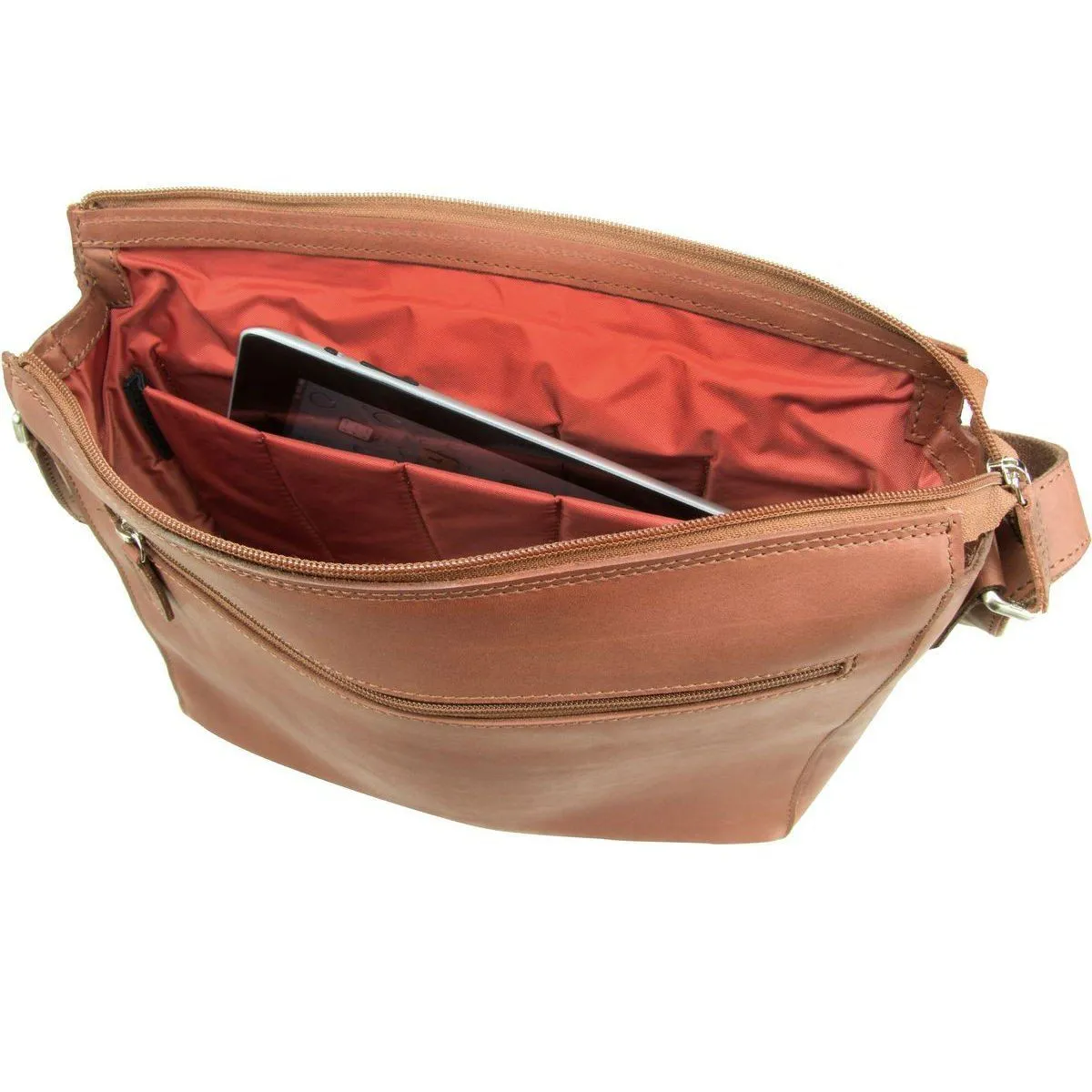 Jost Futura Leather Messenger Bag - Medium, Cognac