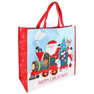 Jumbo Santa Train Square Woven Christmas Gift Bag