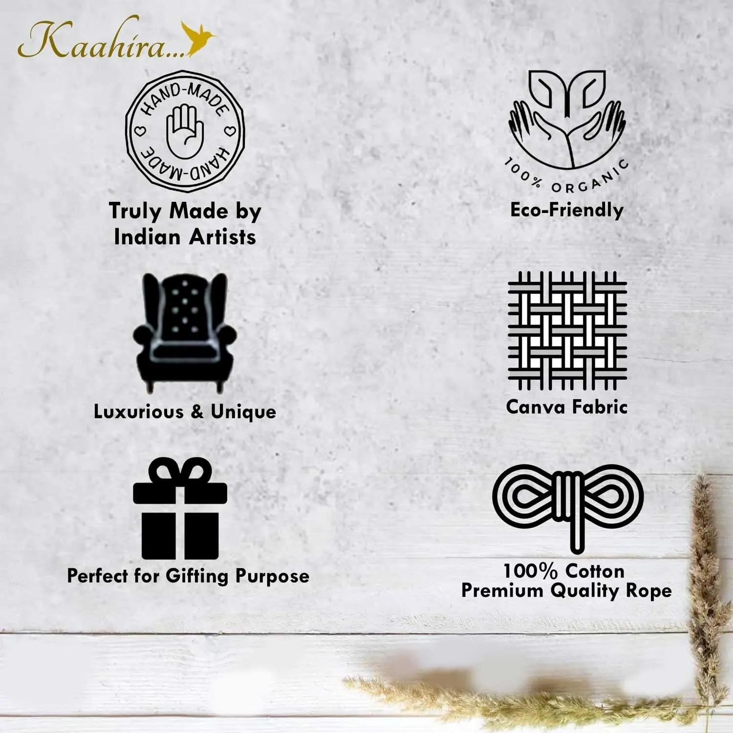 KAAHIRA Handmade Cotton Macrame Cushion Pillow Cover Boho Home Decor Abstract Pattern 16 x 16 Inch in Off White Color - 1 Pcs