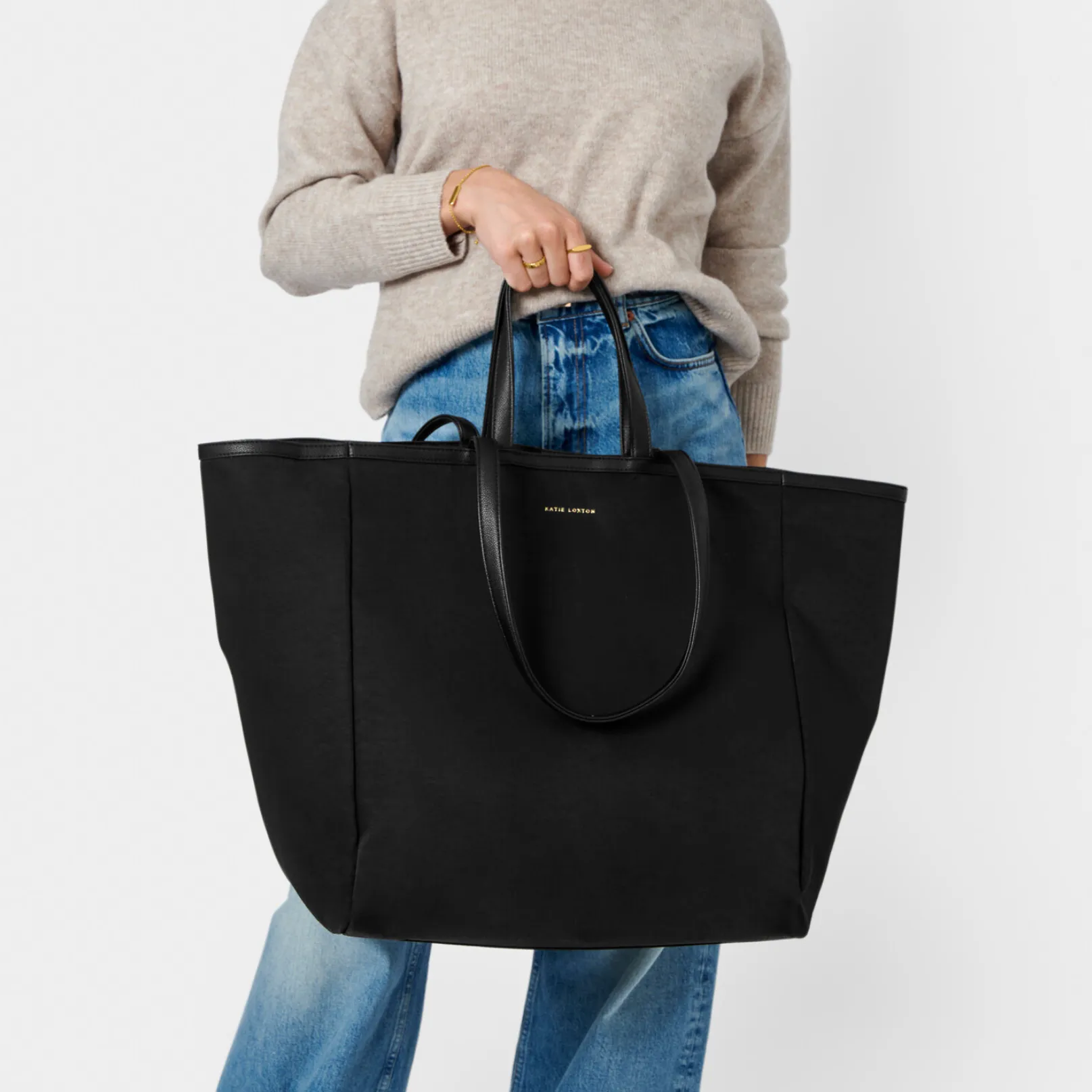 Katie Loxton Nylon-Luxe Oversized Tote - Black