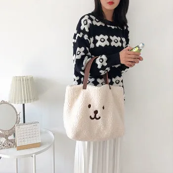 Kawaii Bear Plush Shoulder Tote Bag - Kawaii Bag