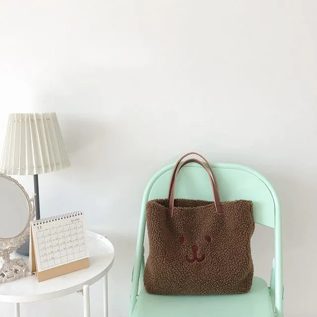 Kawaii Bear Plush Shoulder Tote Bag - Kawaii Bag