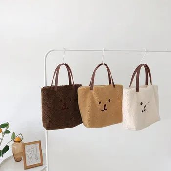 Kawaii Bear Plush Shoulder Tote Bag - Kawaii Bag