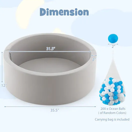 Kiddie Baby Playpen With 200 Ocean Balls and Storage Bag-Gray