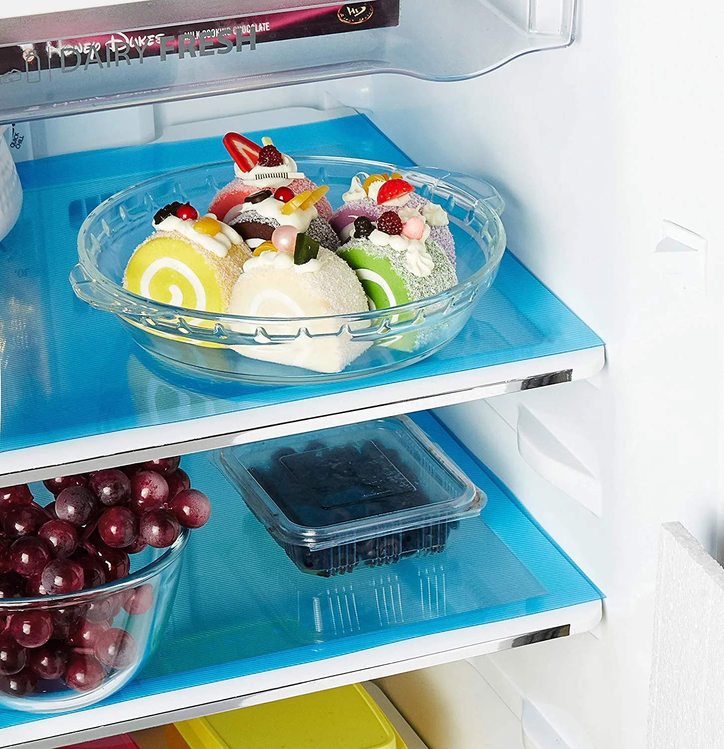 Kuber Industries 4 Pieces PVC Refrigerator/Fridge Multipurpose Drawer Mat Set(Blue) - CTKTC032234