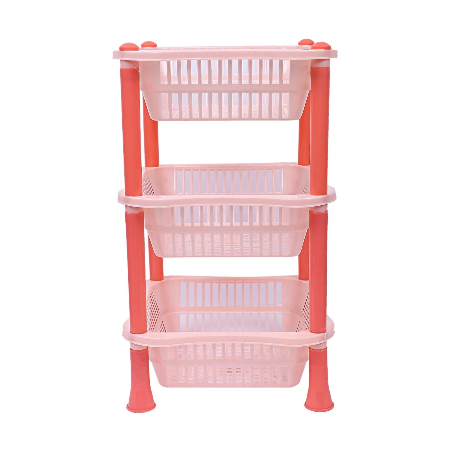 Kuber industries Plastic 2 Pieces 3 Layer Multi-Purpose Kitchen Storage Basket Rack (Beige)-CTKTC13234