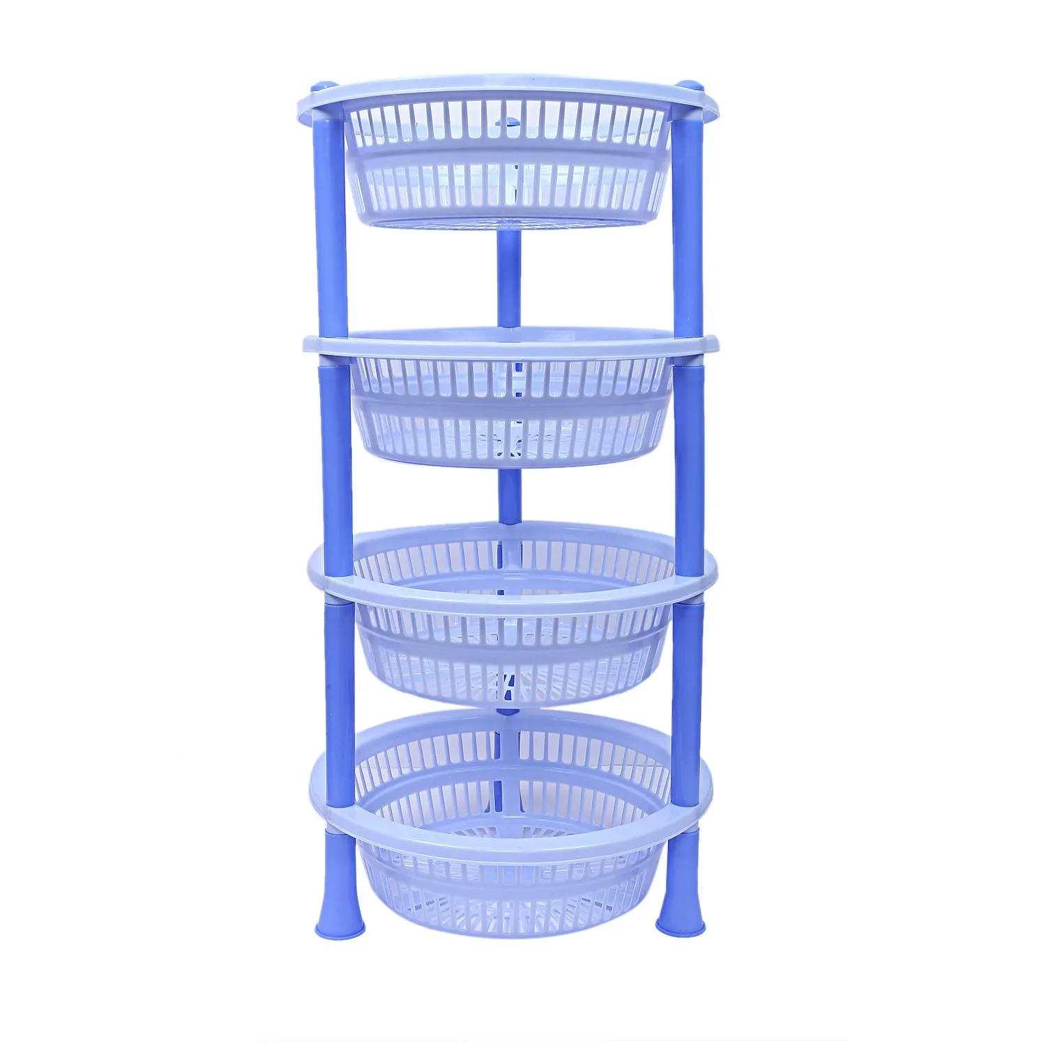 Kuber industries Plastic 2 Pieces 4 Layer Multi-Purpose Kitchen Storage Basket Rack (Blue)-CTKTC13202