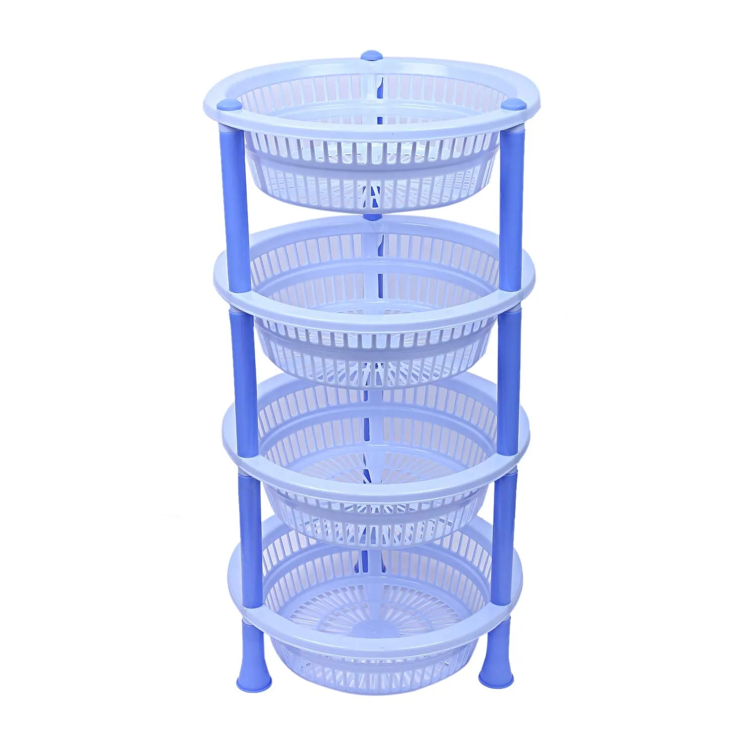 Kuber industries Plastic 2 Pieces 4 Layer Multi-Purpose Kitchen Storage Basket Rack (Blue)-CTKTC13202