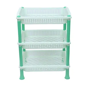 Kuber industries Plastic 3 Layer Multi-Purpose Kitchen Storage Basket Rack (Green)-CTKTC13255