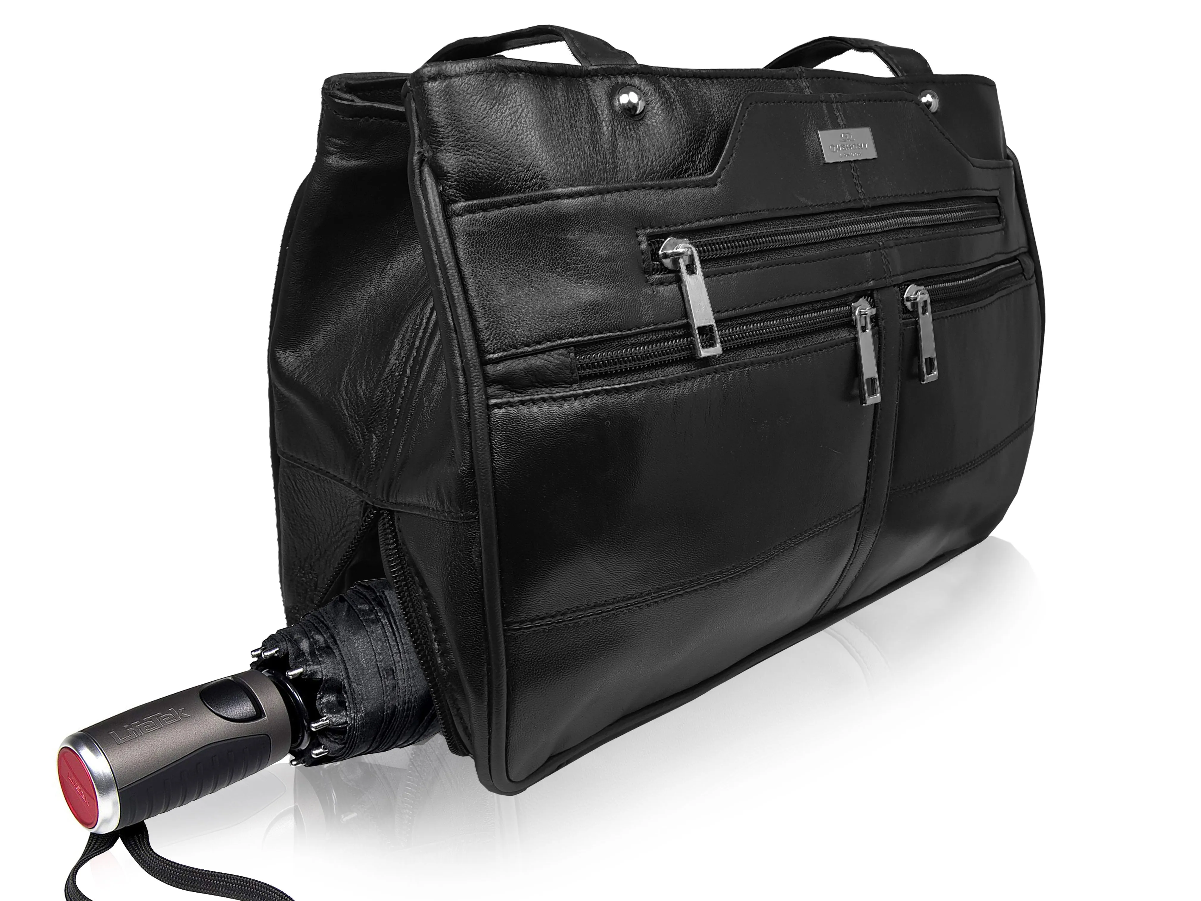 Ladies Black Real Leather Handbag - Women's Designer Shoulder Bag QL172