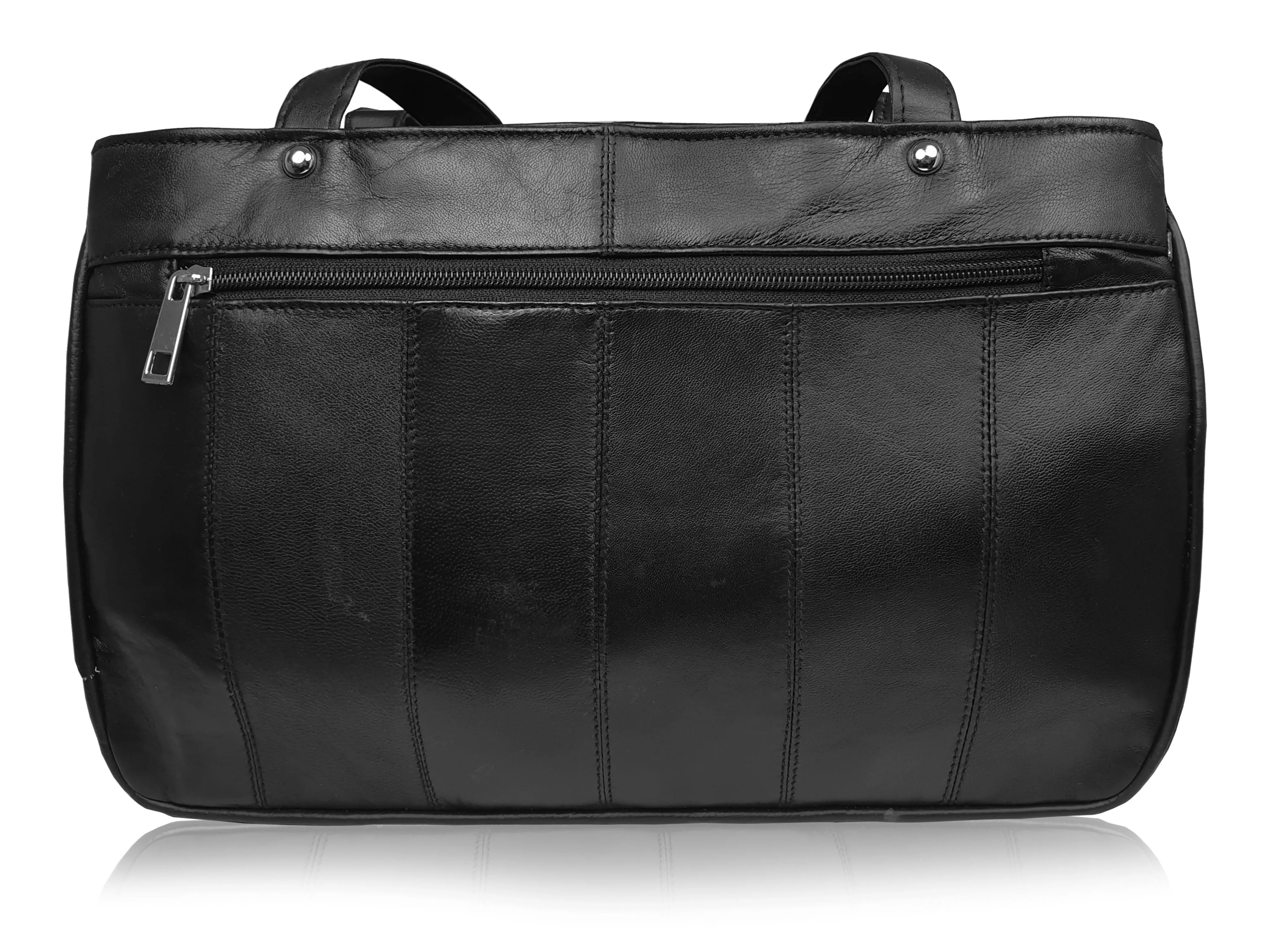 Ladies Black Real Leather Handbag - Women's Designer Shoulder Bag QL172