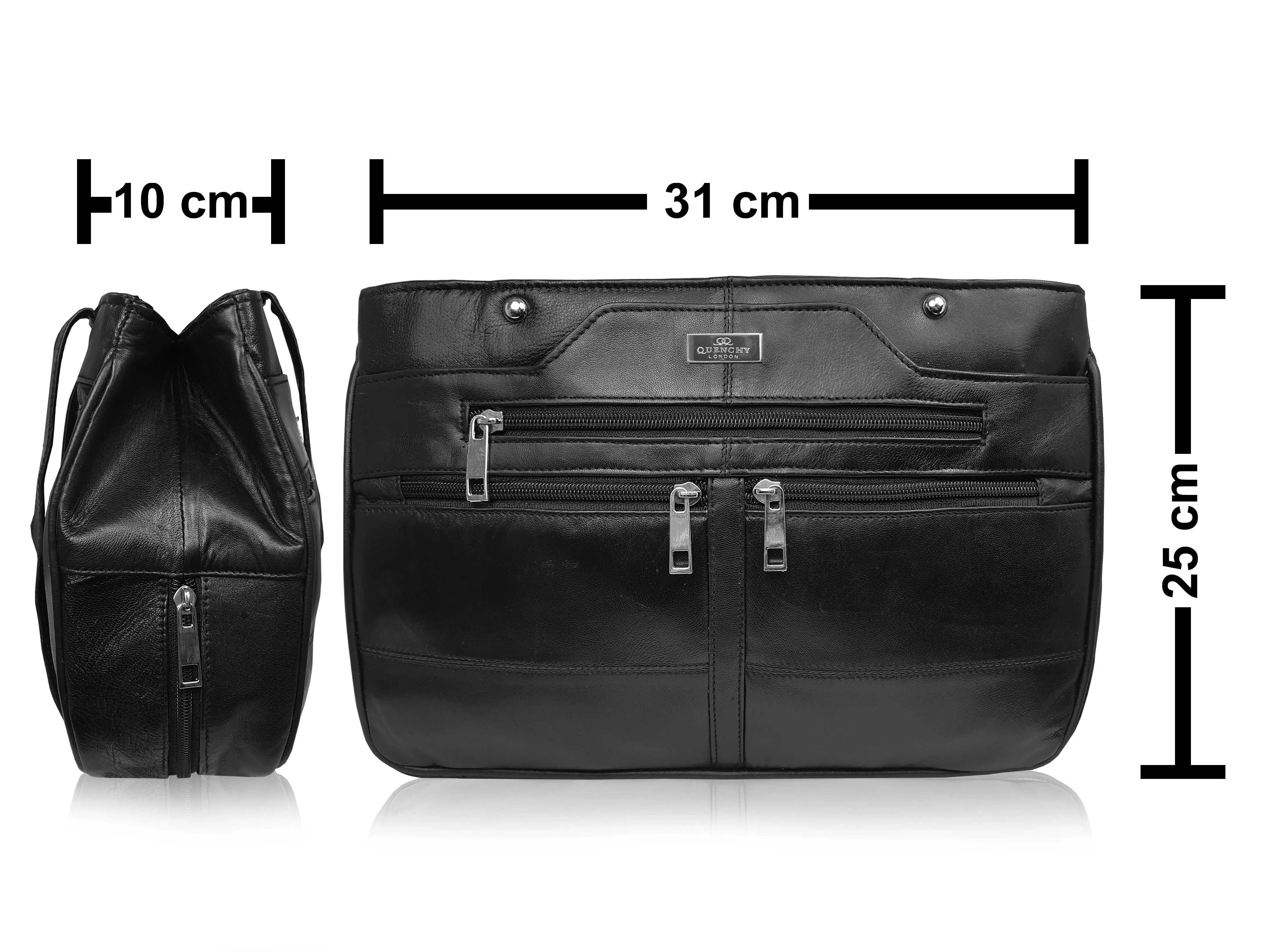 Ladies Black Real Leather Handbag - Women's Designer Shoulder Bag QL172