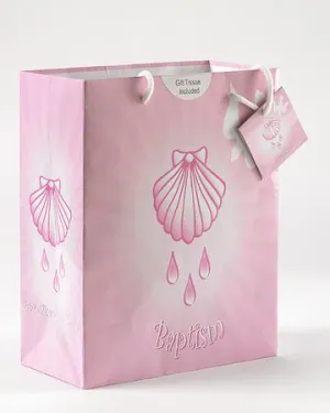 Large Pink Baptism  Gift Bag w/ Tissue