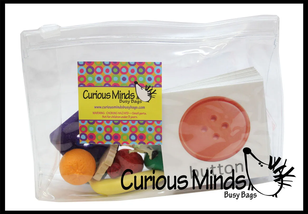 LAST CHANCE - LIMITED STOCK - Montessori Object Match with Cards- Miniature Objects with Matching Cards - 2 Part Cards.  Montessori learning toy, language materials