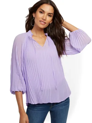 Lavender Pleated Blouse