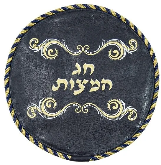 Leather Matzah Cover with Double Swirl Design MA180-NV