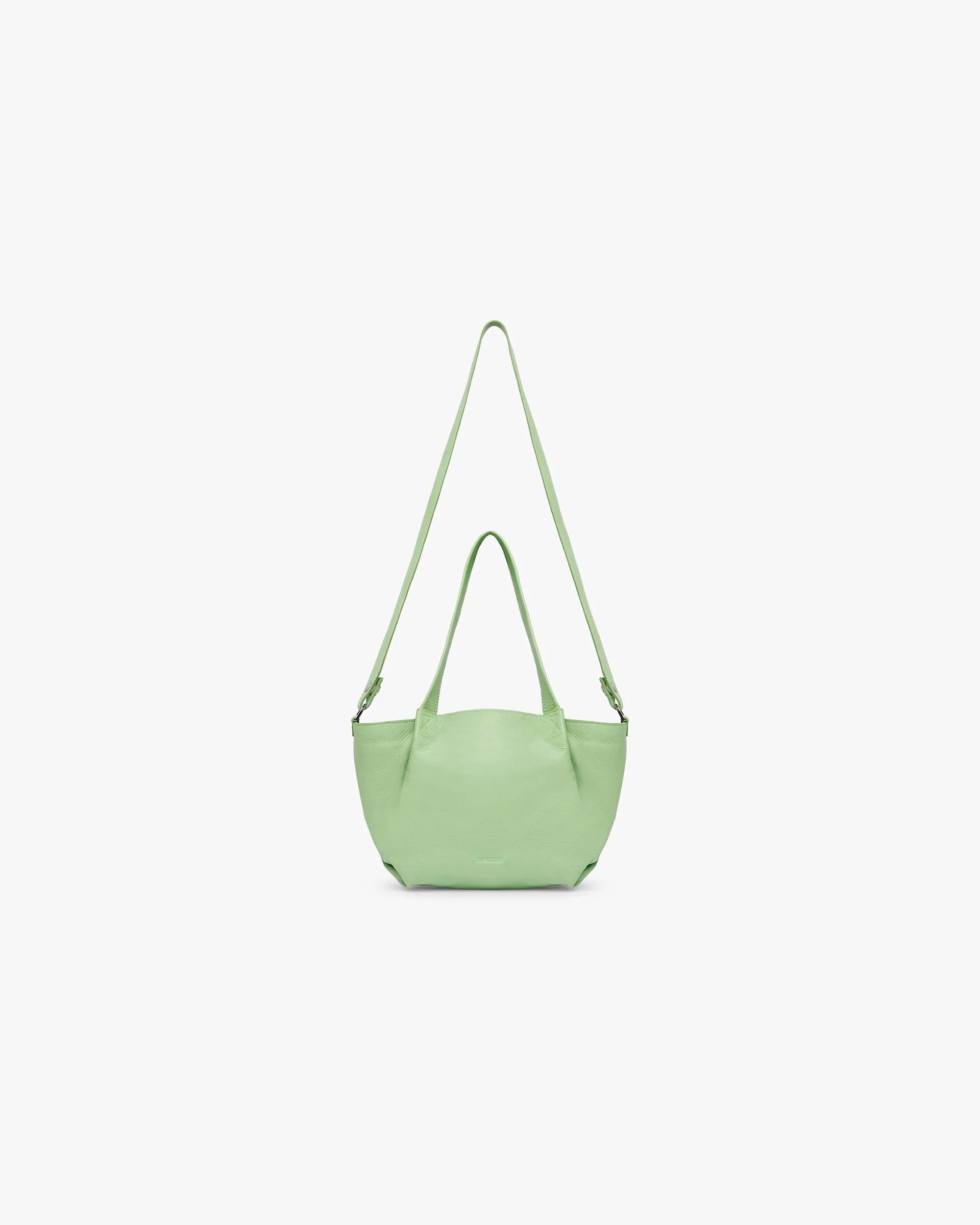 Leather Pleat Mini Tote - Forest Shade