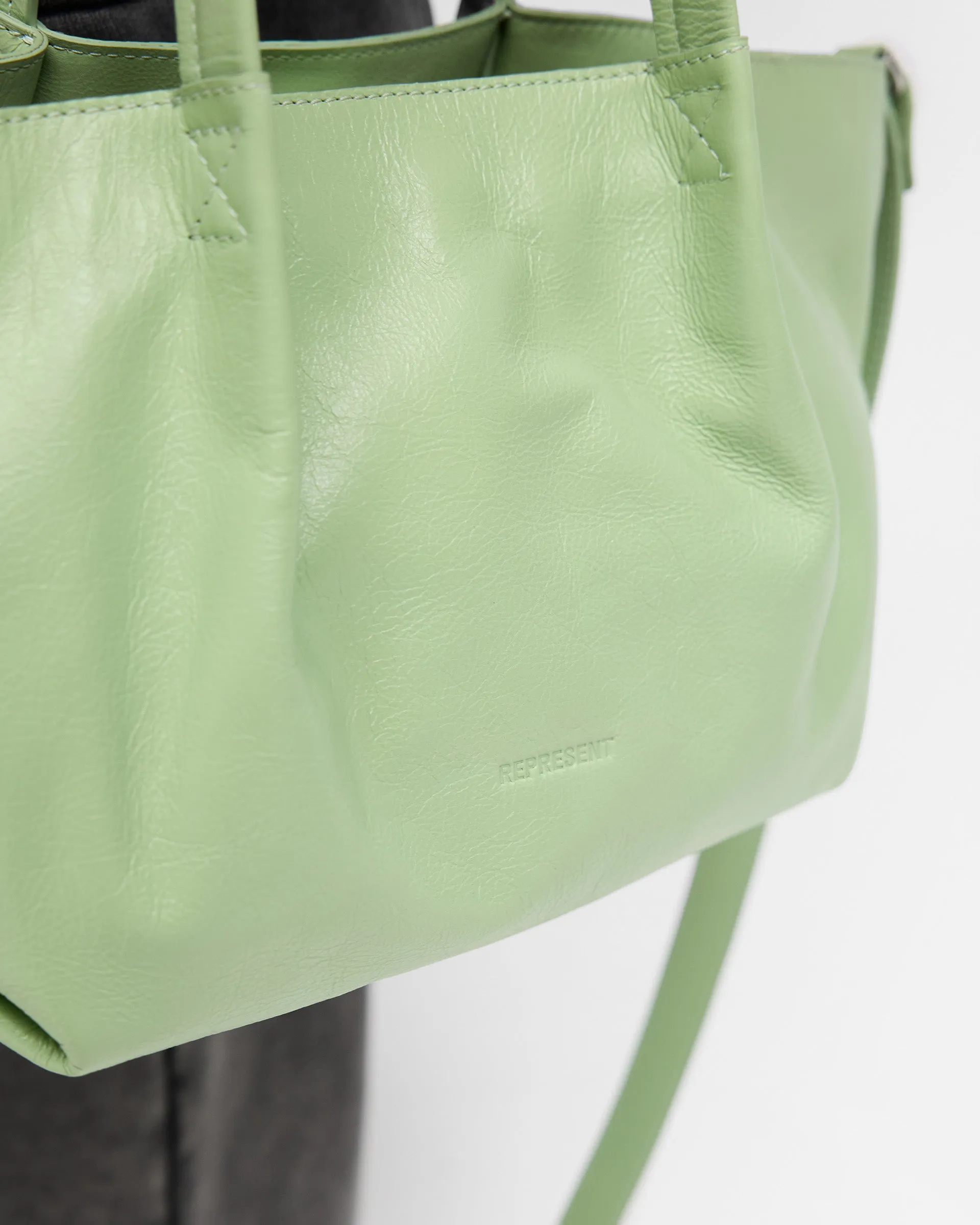 Leather Pleat Mini Tote - Forest Shade