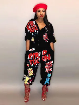 Letter Printed Graceful Pocket T-Shirt Dress