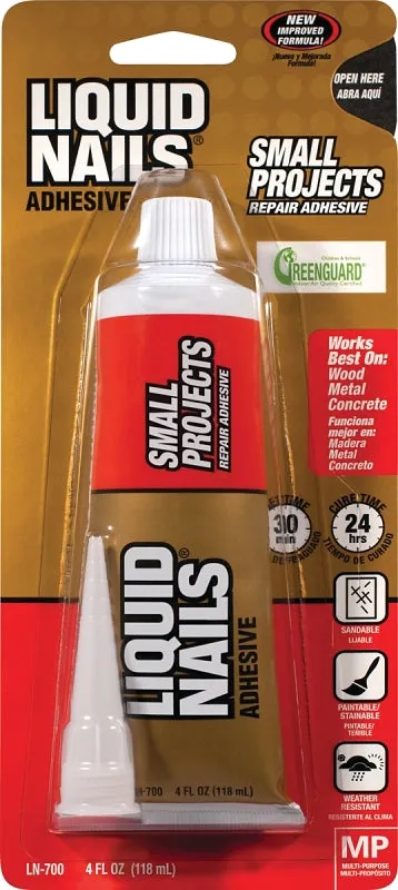 Liquid Nails LN-700 Construction Adhesive, White, 4 oz Squeeze Tube :CD: QUANTITY: 6