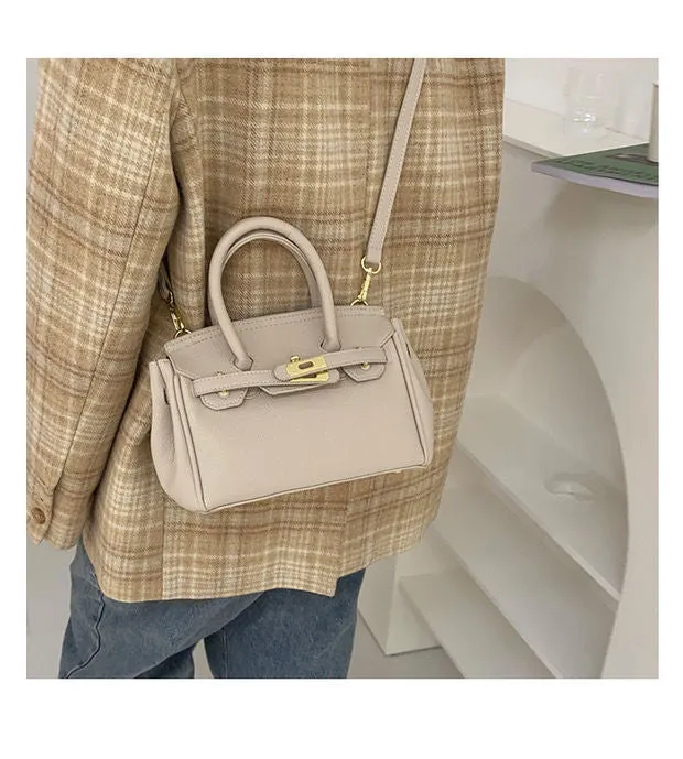 Litchi Pattern Shoulder Messenger Kelly Bag