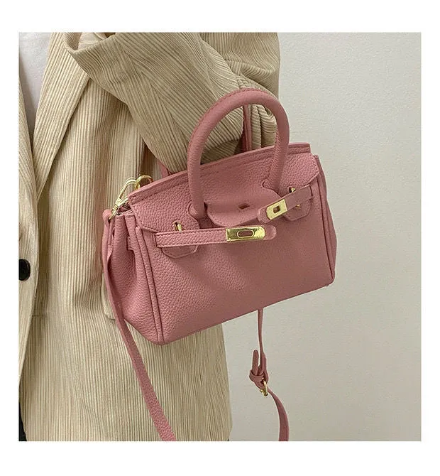 Litchi Pattern Shoulder Messenger Kelly Bag