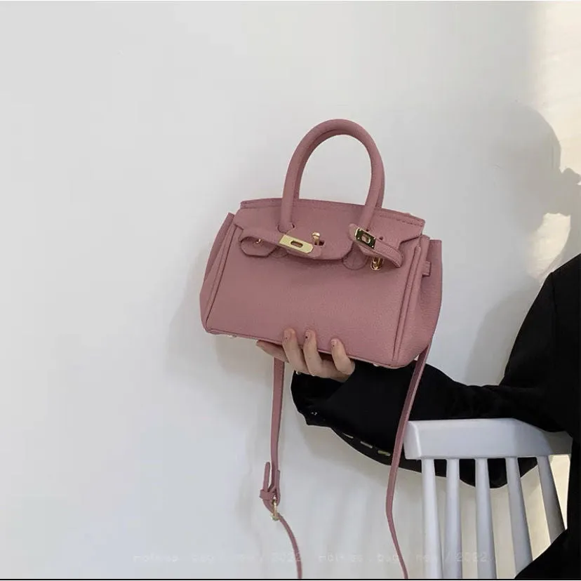 Litchi Pattern Shoulder Messenger Kelly Bag