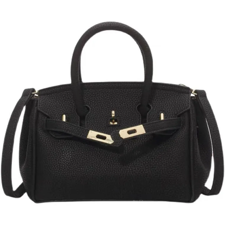 Litchi Pattern Shoulder Messenger Kelly Bag
