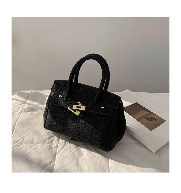 Litchi Pattern Shoulder Messenger Kelly Bag