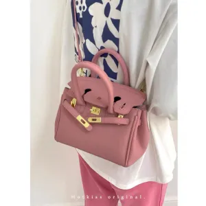 Litchi Pattern Shoulder Messenger Kelly Bag
