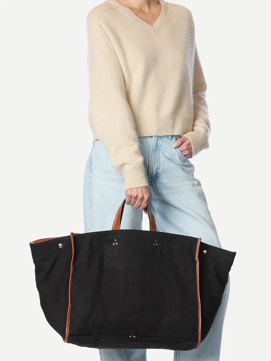 Léon Large Tote in Lin Noir
