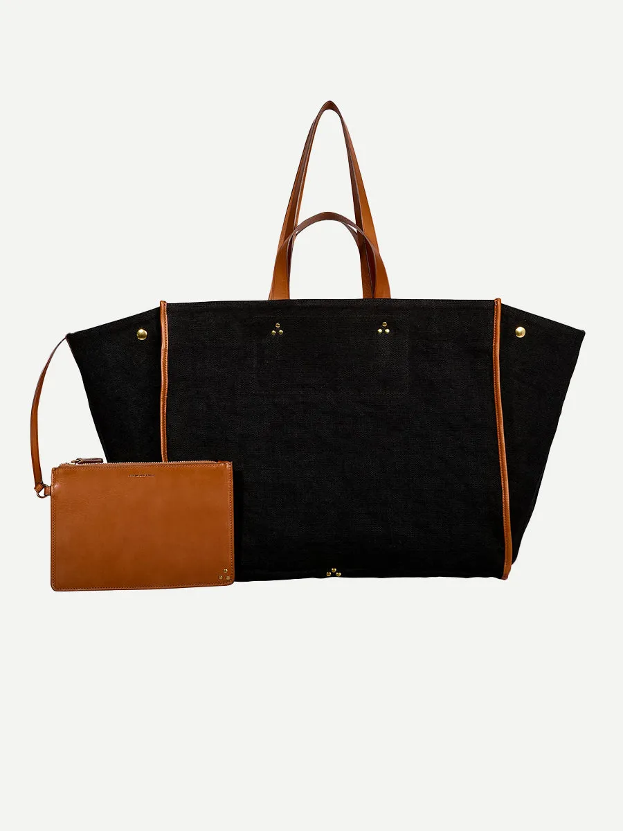 Léon Large Tote in Lin Noir