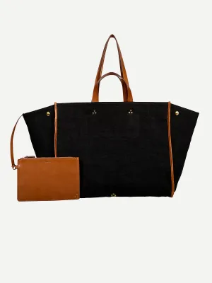 Léon Large Tote in Lin Noir
