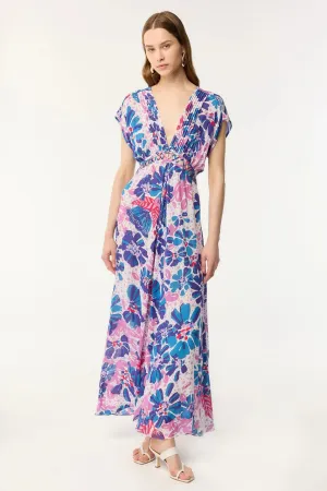 Long Dress Cecile Blue Artistic Flower
