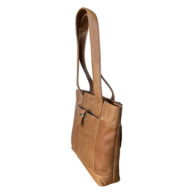 Lyon Tan Twin Grip Tabbed Shoulder Bag